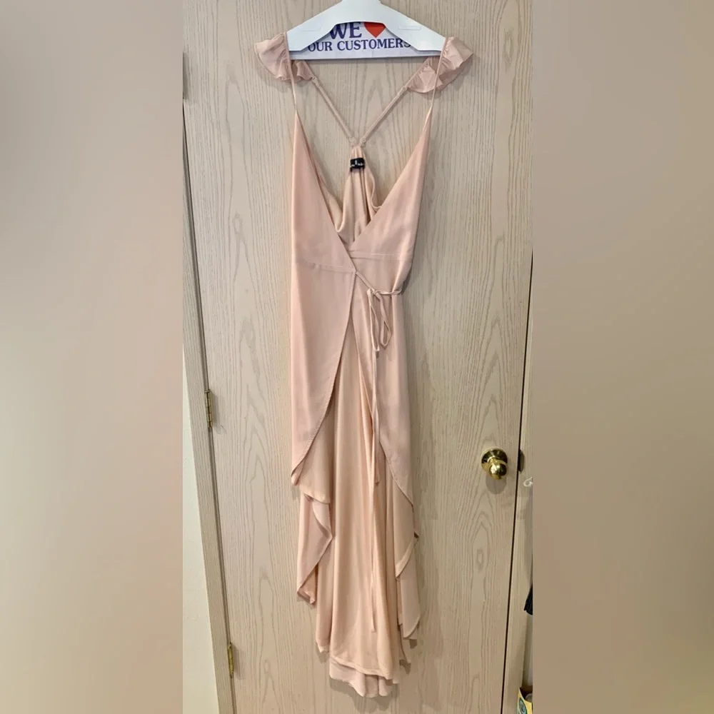 Lulus Here's to Us Blush Pink High-Low Wrap Dress Size Large - Picture 4 of 10